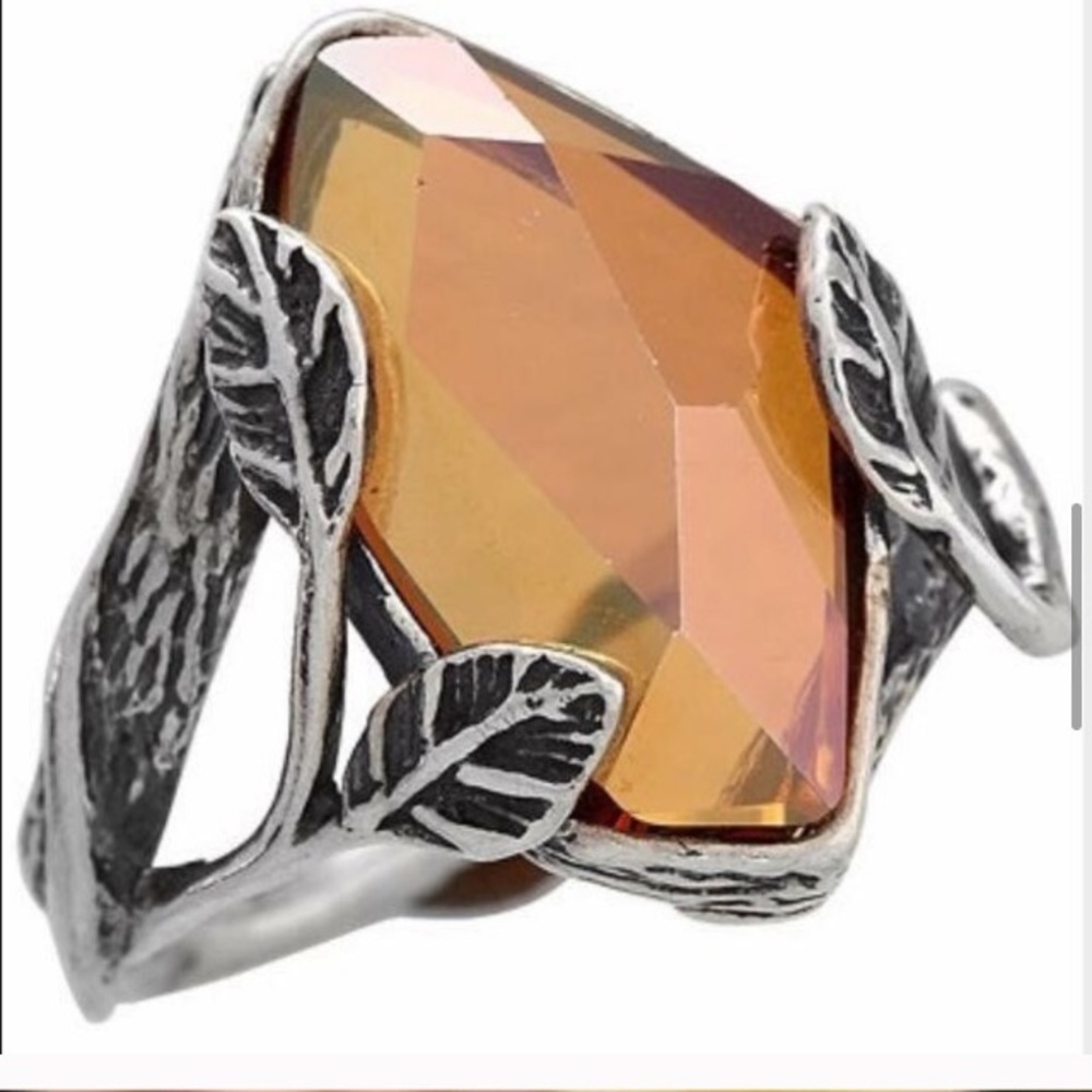 Silpada Sterling Silver Amber Crystal Beehive Ring R2288 Size 6